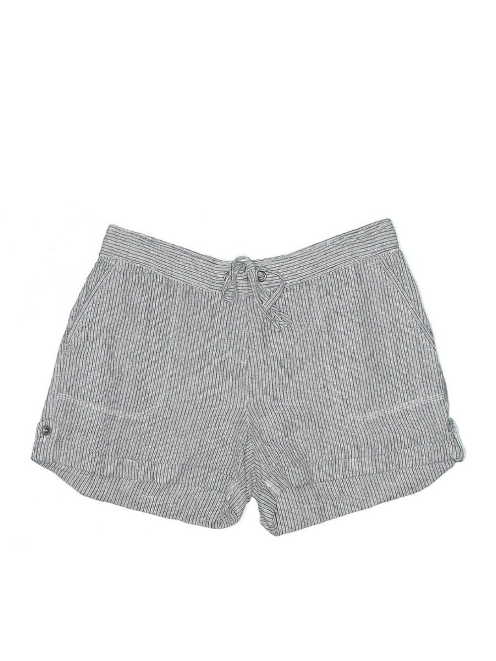 Per Se Women's Gray Striped Drawstring Shorts